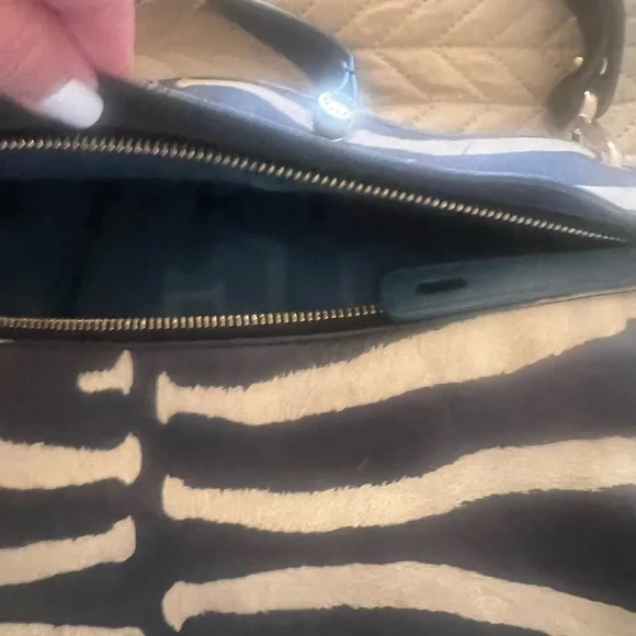 Furla Black and White Shoulder Bag with Zebra Print - Picture 3 of 14